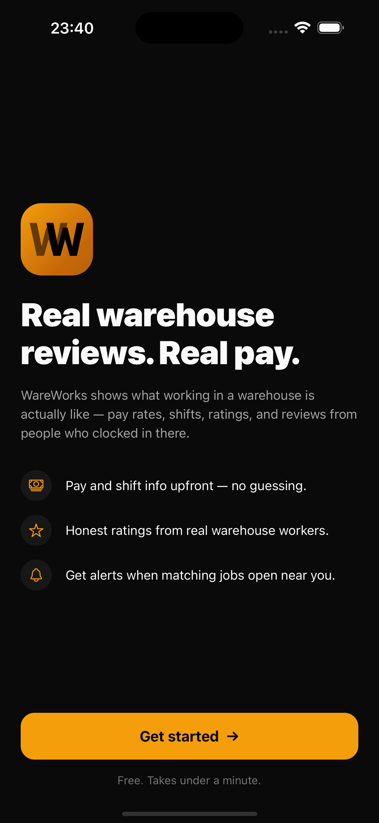 WareWorks app screen